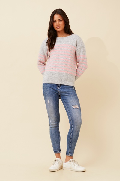 OLIVETTE STRIPE KNIT PULLOVER