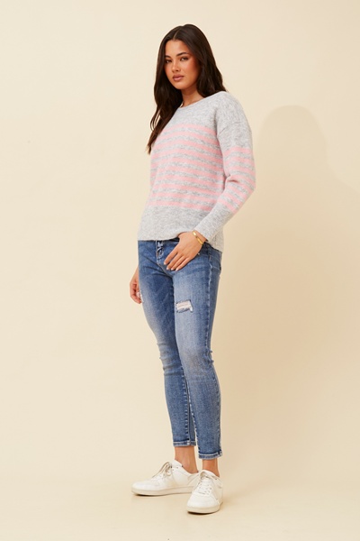 OLIVETTE STRIPE KNIT PULLOVER