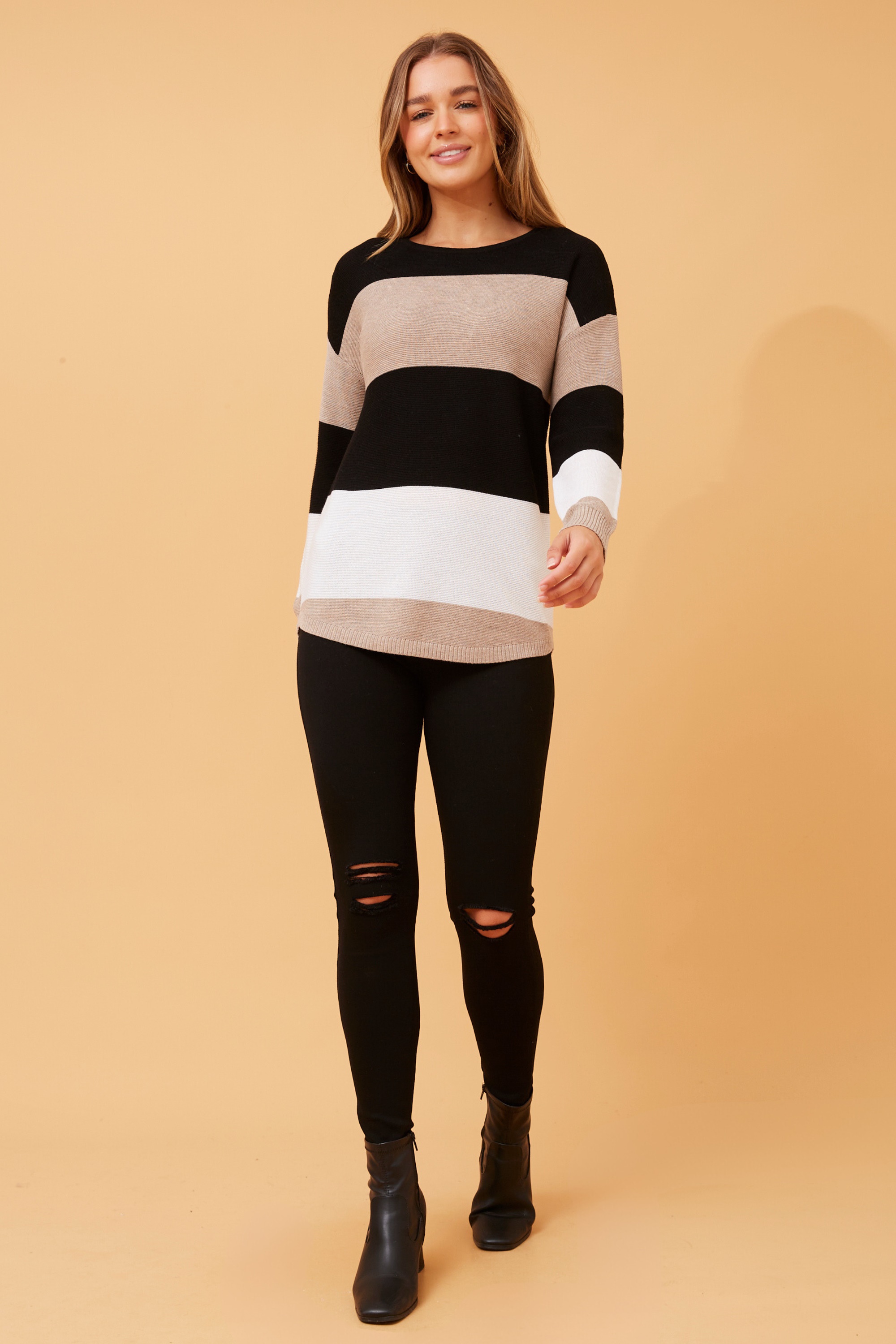 OLLIE COLOR BLOCK KNIT JUMPER