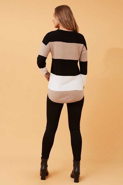 OLLIE COLOR BLOCK KNIT JUMPER