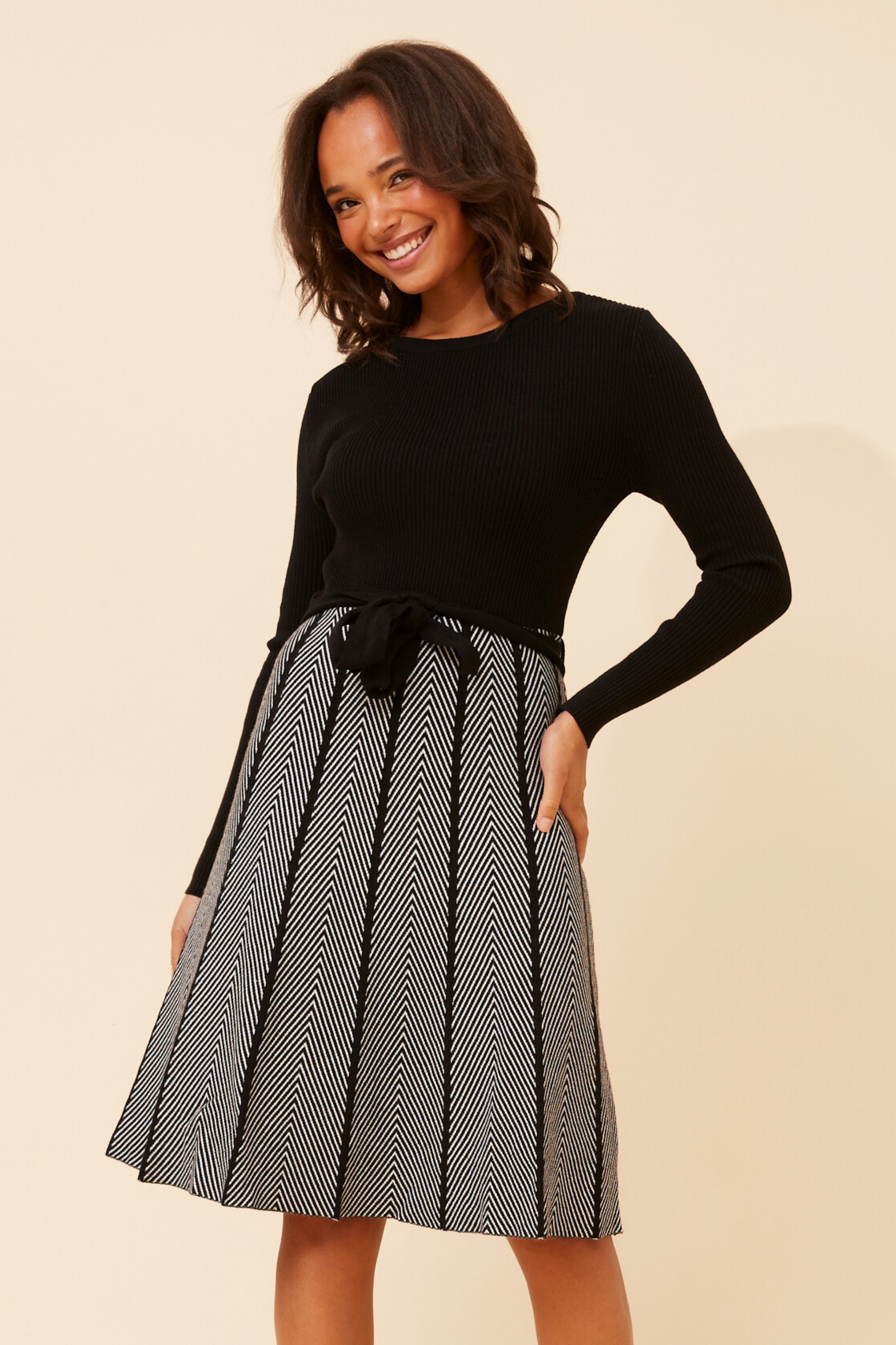 OMRITA JACQUARD KNIT DRESS