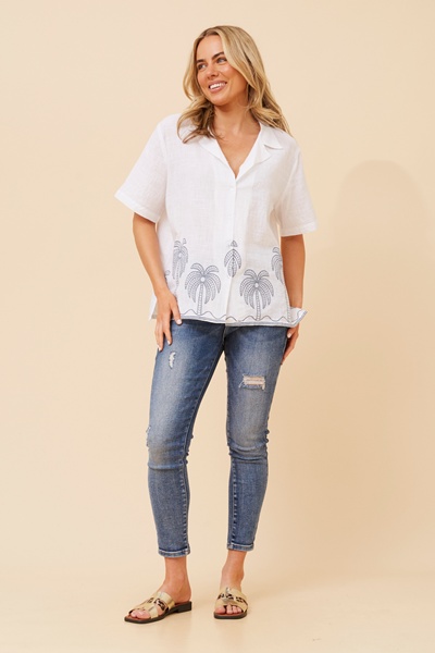 OMYA PALM TREE PRINT TOP