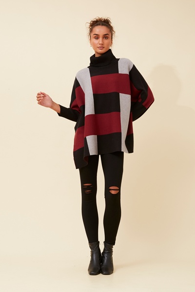 ONYX CHECK KNIT PULLOVER