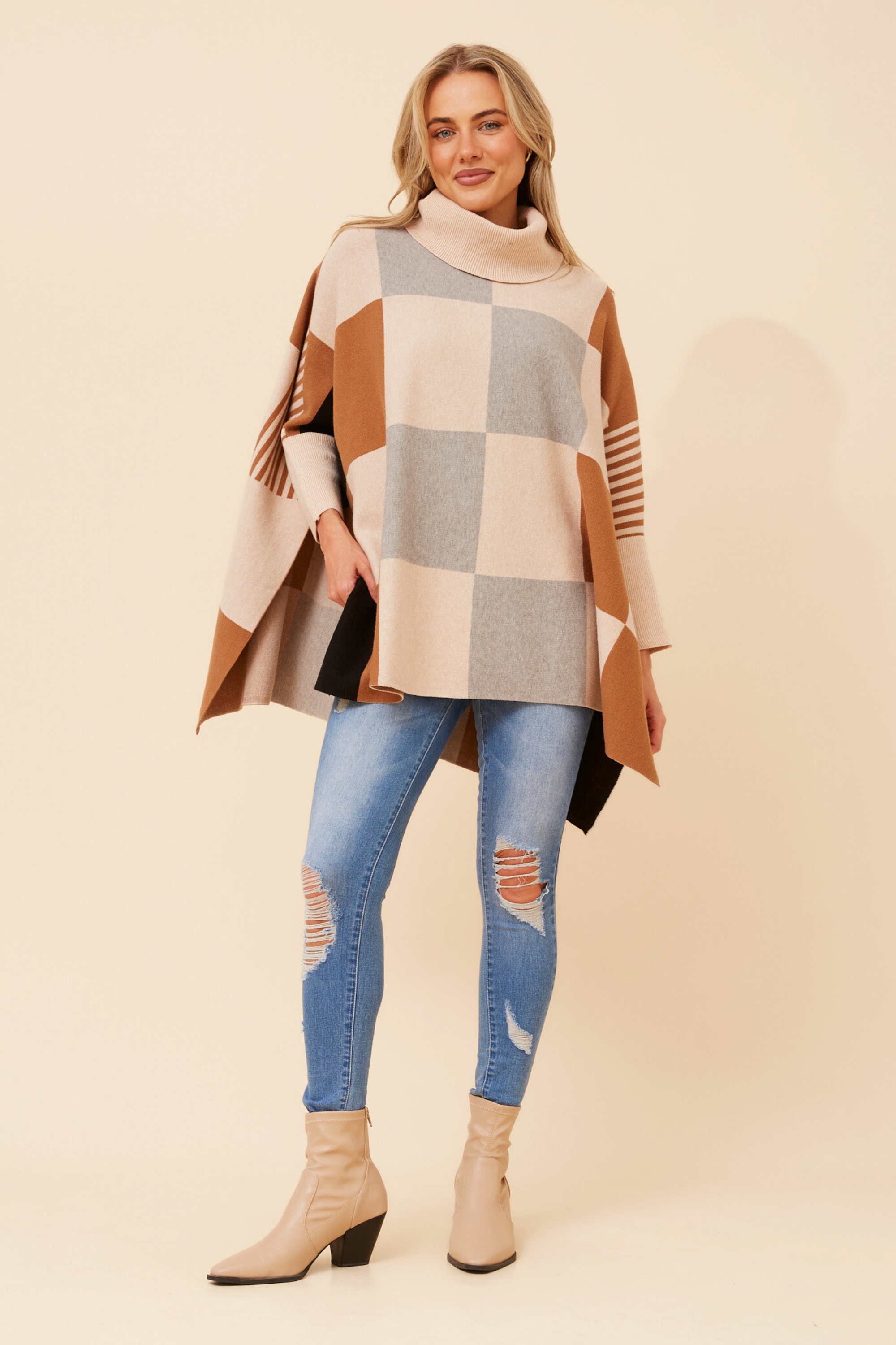 ONYX COLOUR BLOCK KNIT PULLOVER