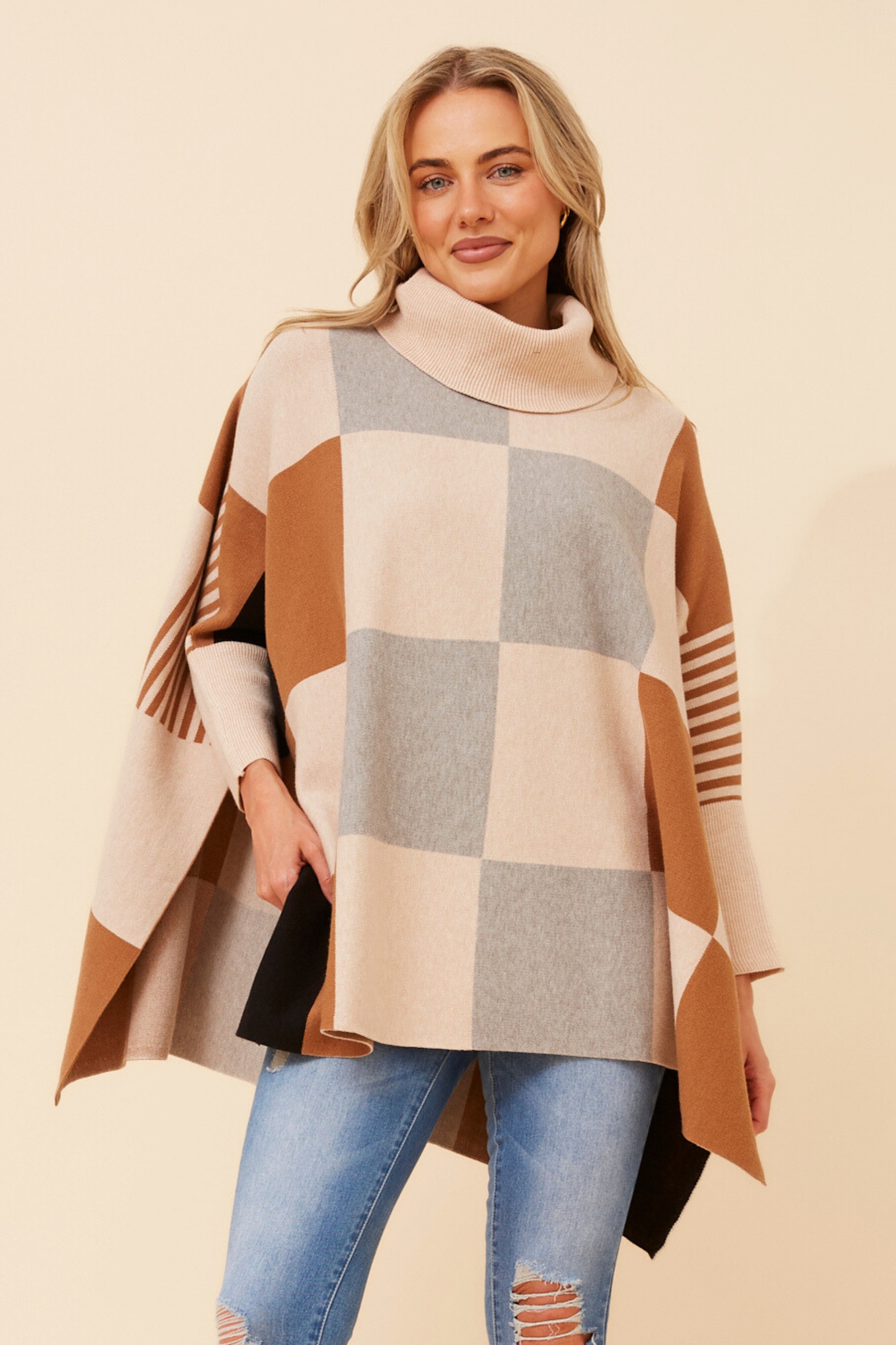 ONYX COLOUR BLOCK KNIT PULLOVER