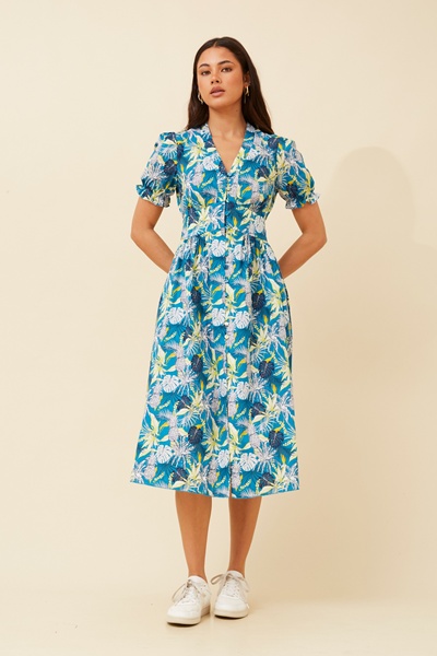 ORABELA TROPICAL PRINT MIDI DRESS