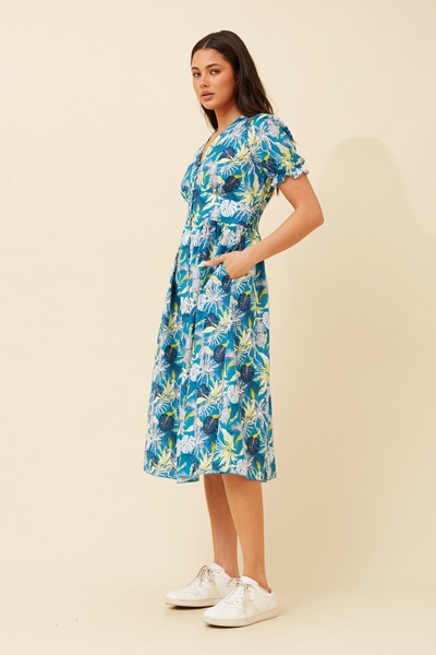 ORABELA TROPICAL PRINT MIDI DRESS