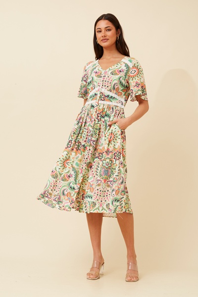 ORALIA FLORAL MIDI DRESS