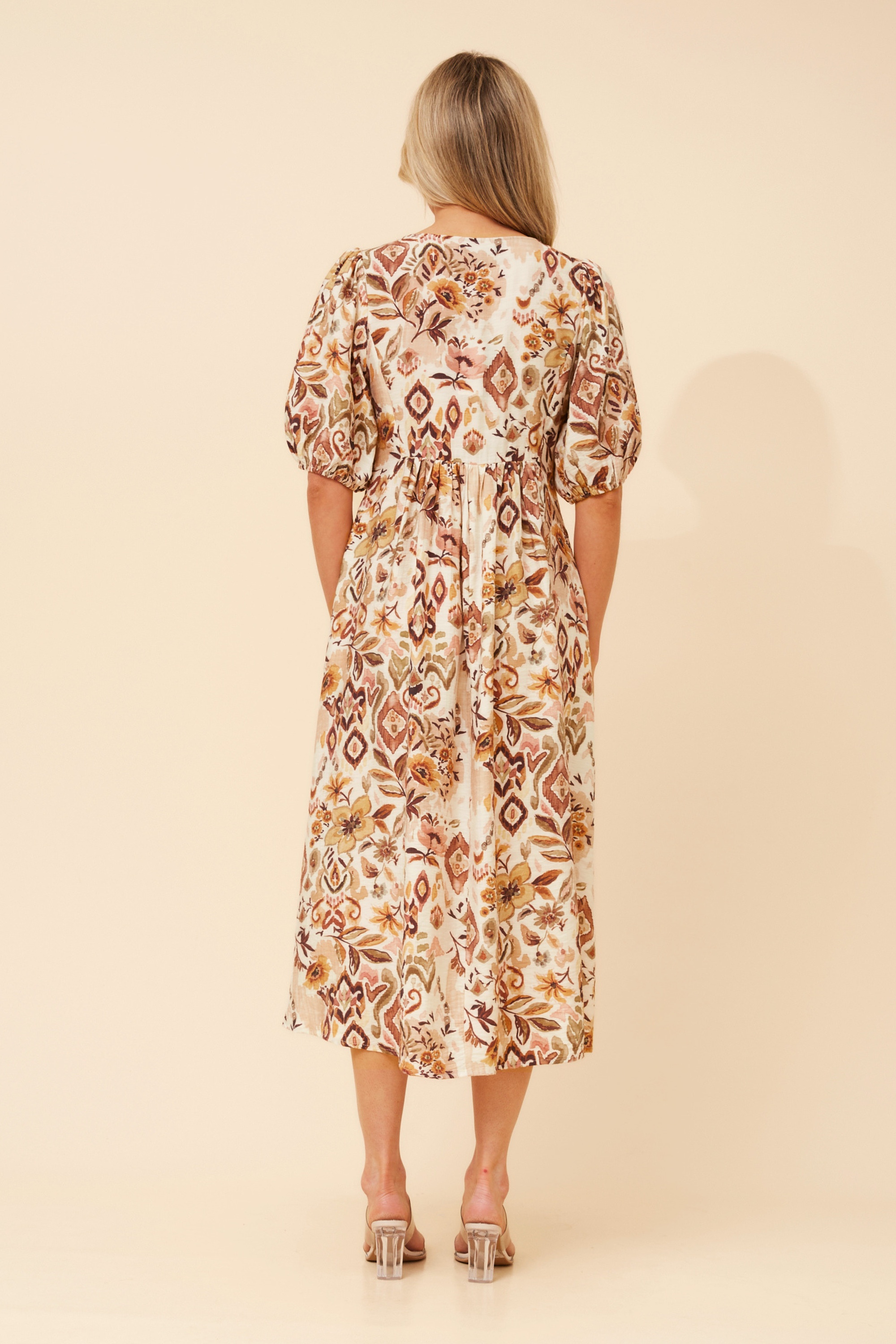 ORAZIA ABSTRACT PRINT MIDI DRESS