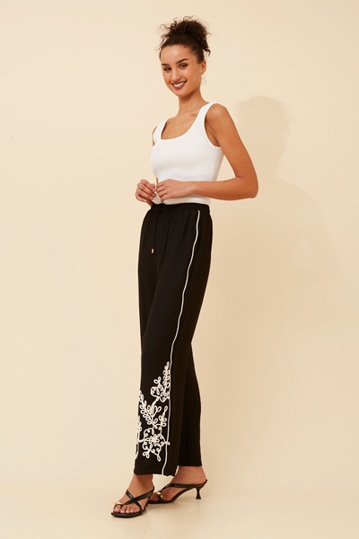 OREN EMBROIDERED WIDE LEG PANTS