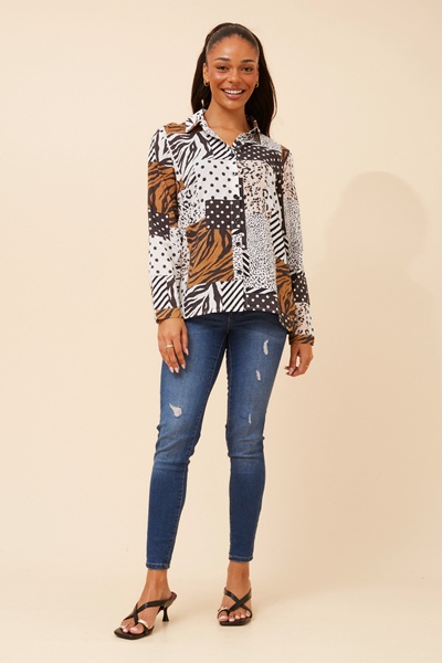 ORENDA PATCHWORK PRINT SHIRT