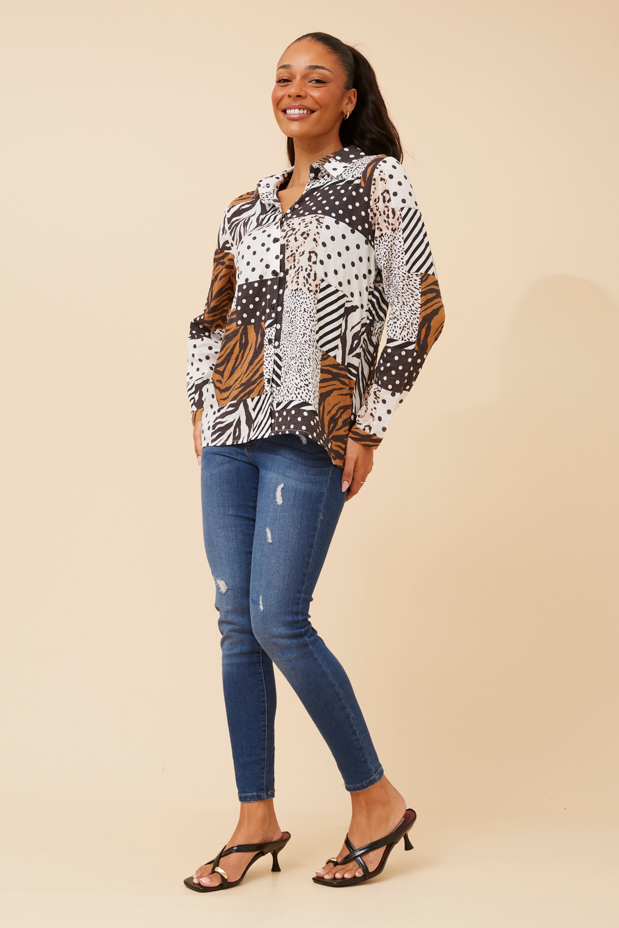 ORENDA PATCHWORK PRINT SHIRT