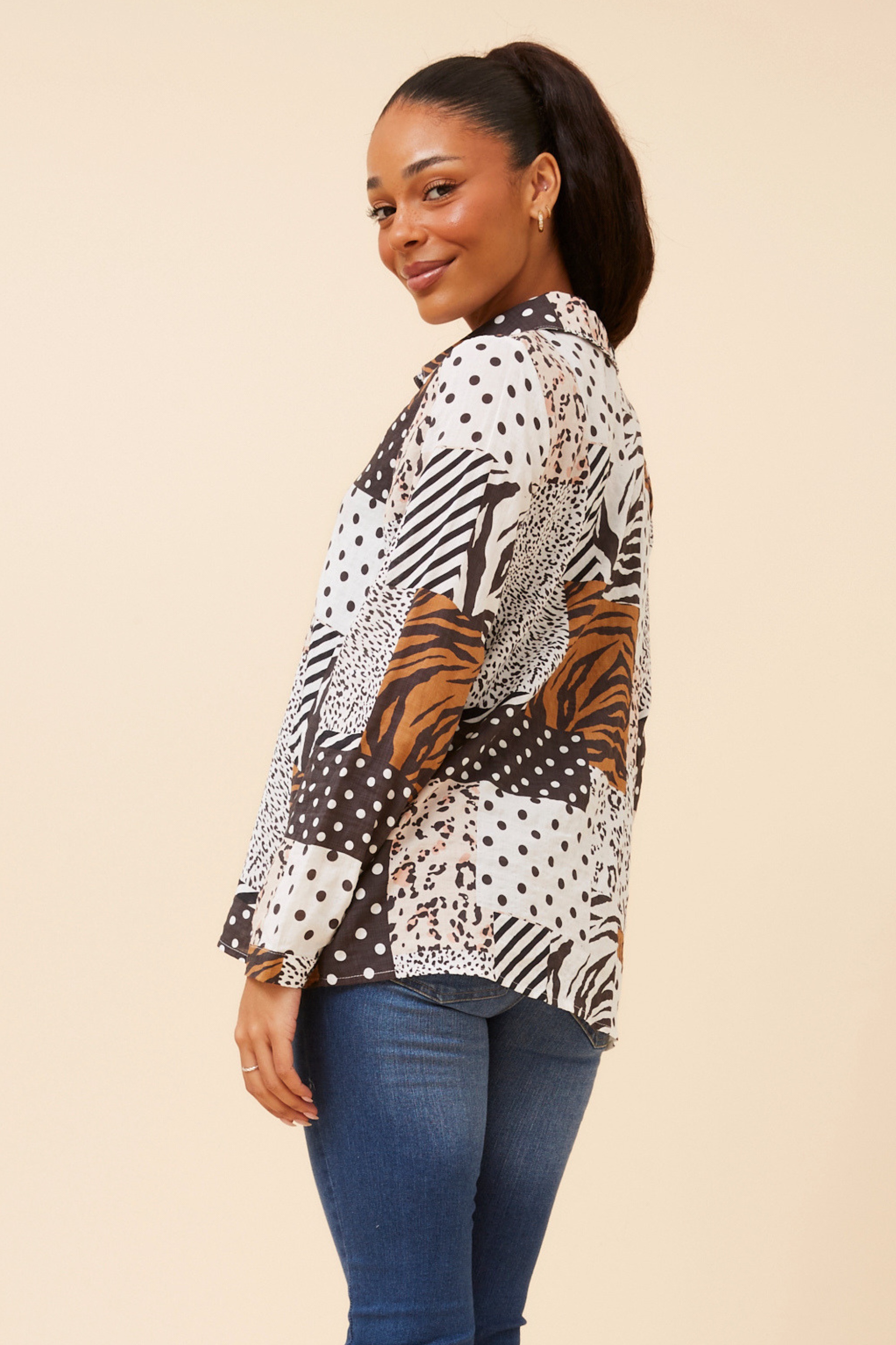 ORENDA PATCHWORK PRINT SHIRT