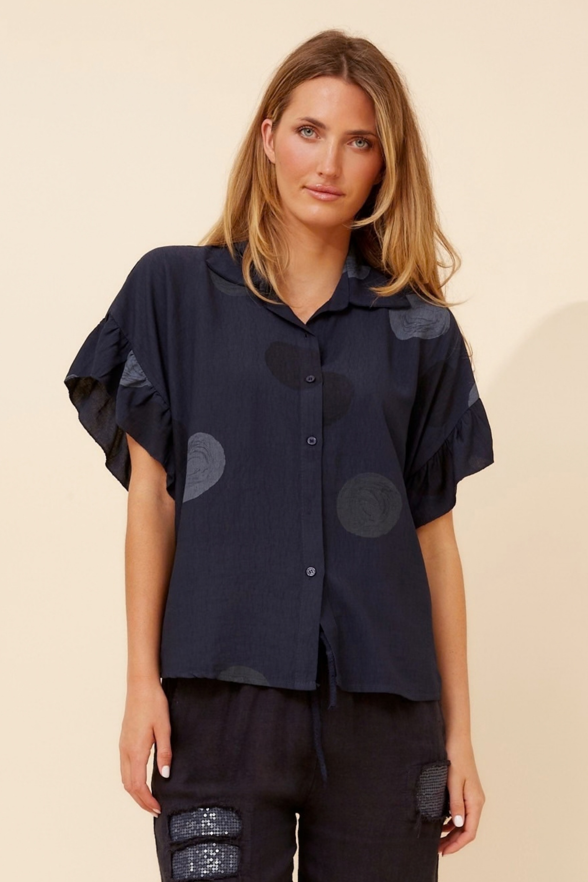 ORIBELLA POLKA DOT PRINT SHIRT