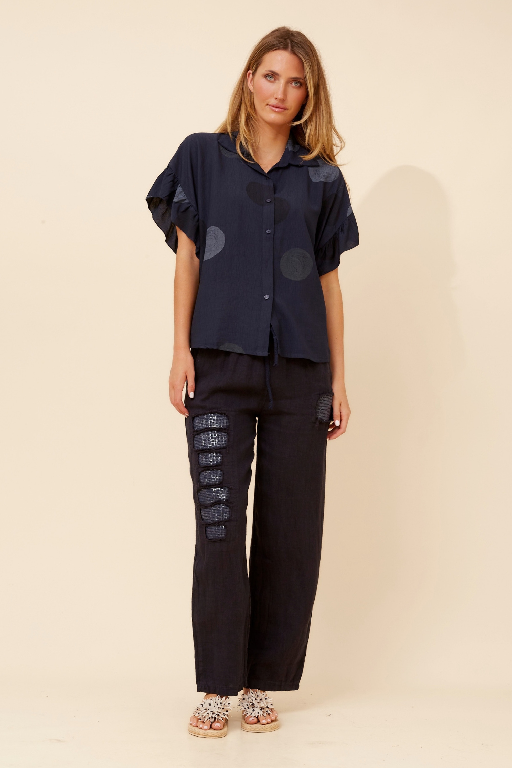 ORIBELLA POLKA DOT PRINT SHIRT