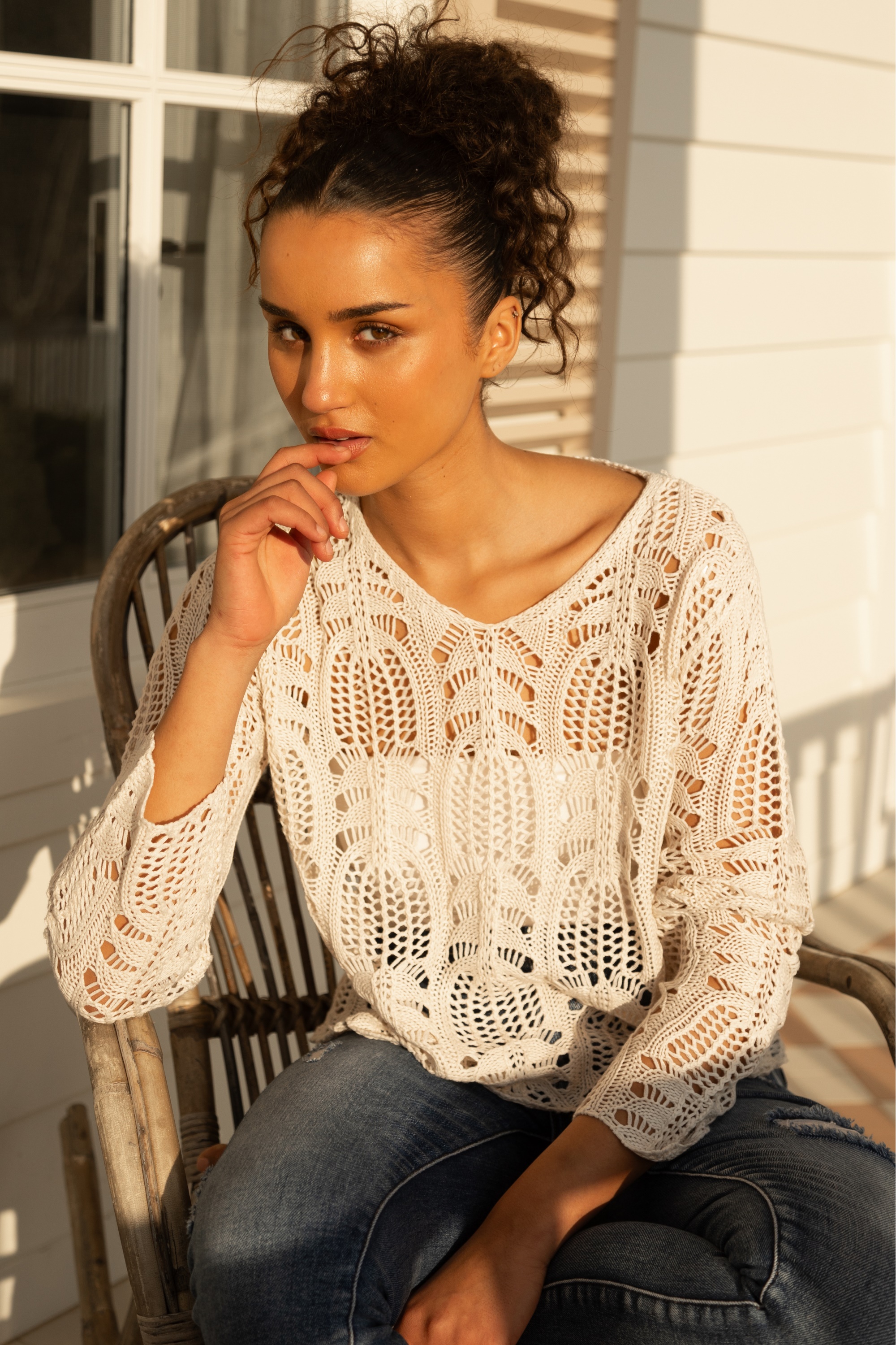 ORNA CROCHET KNIT TOP