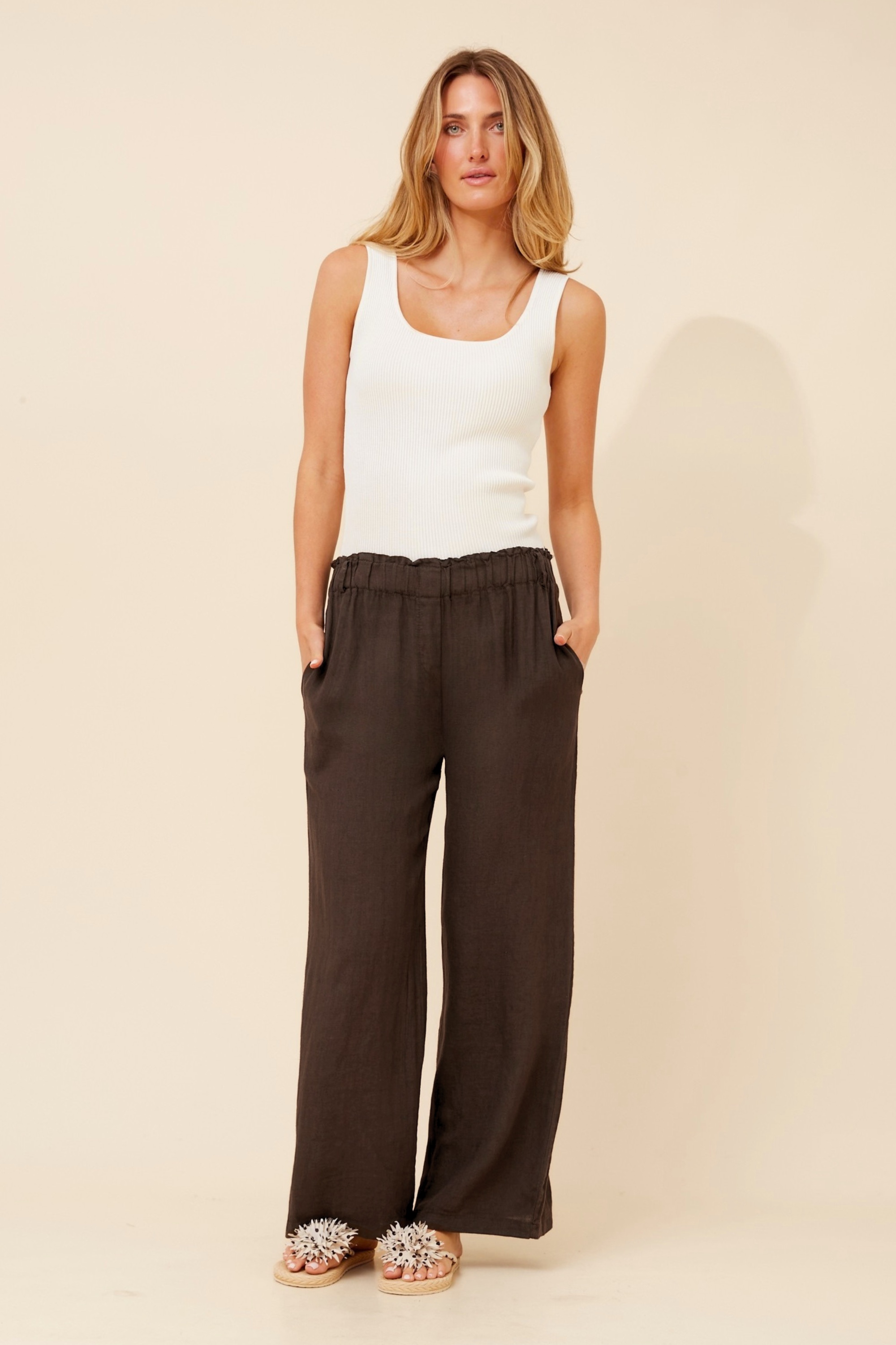 OSANNA WIDE LEG LINEN PANTS
