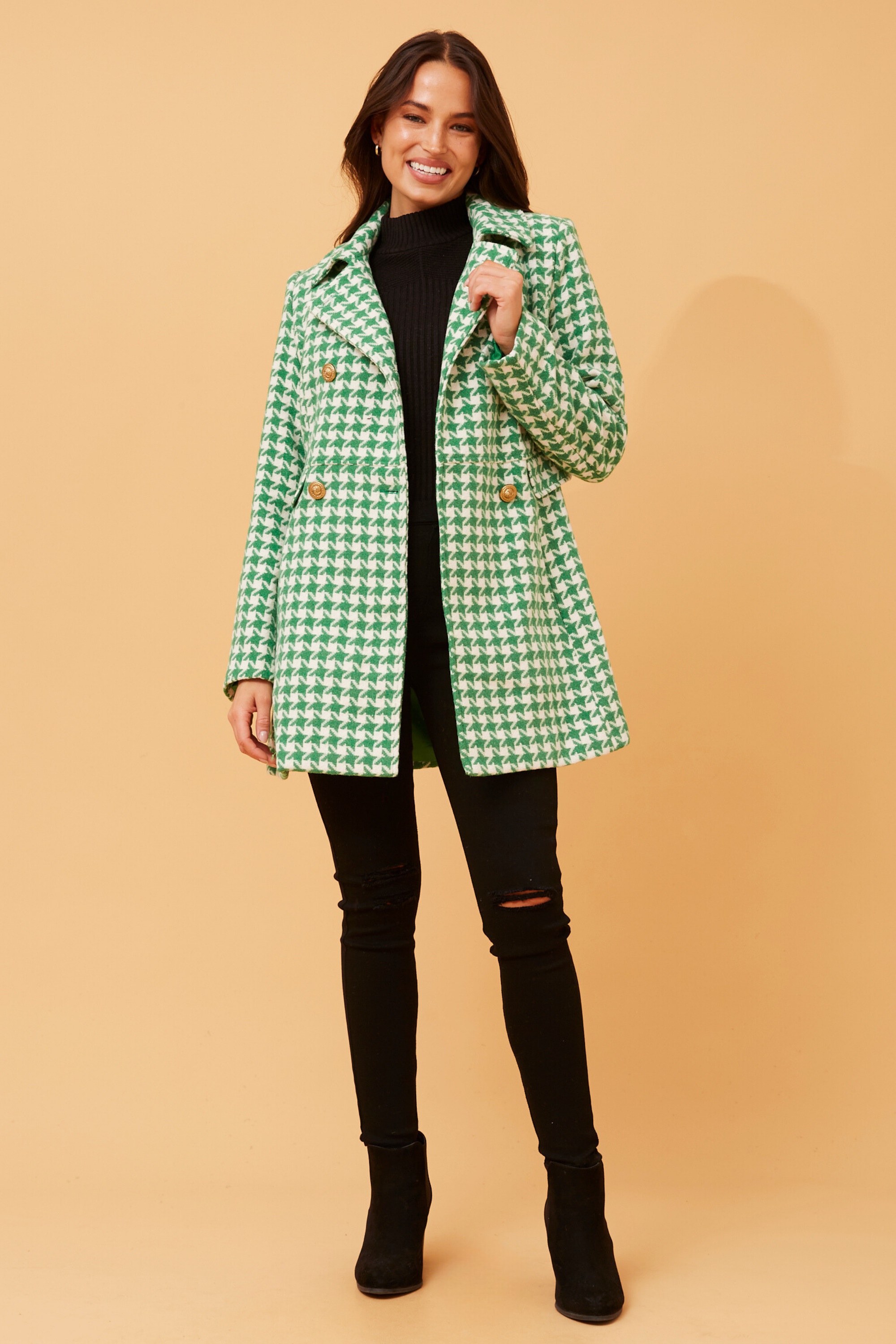 OSLO HOUNDSTOOTH PRINT COAT