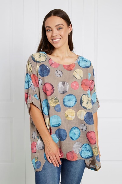 OVERSIZED POLKA DOT PRINT TOP