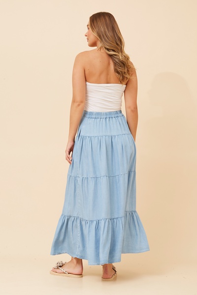 PADMINI DENIM TIERED SKIRT