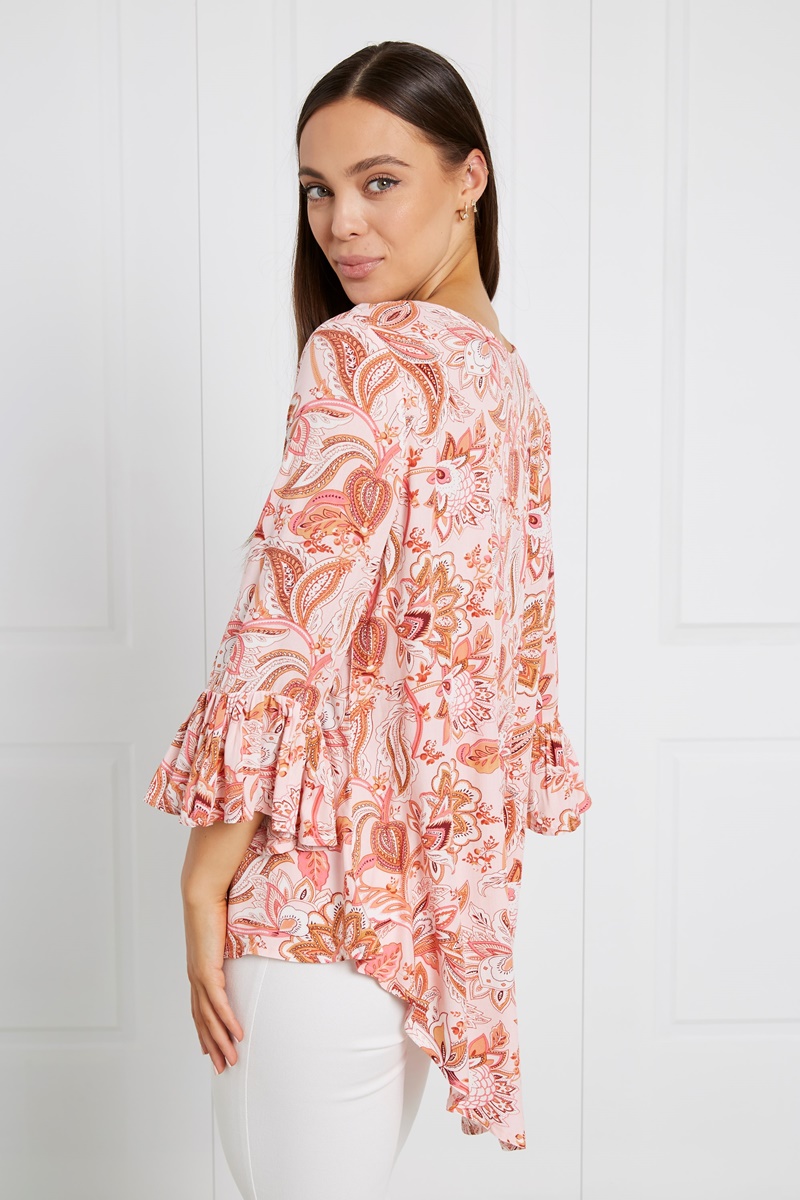 Paisley floral frill top & Buy Online & Femme Connection