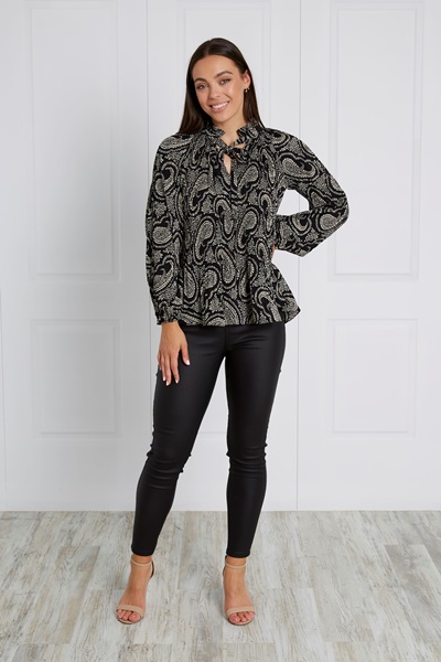 PAISLEY PRINT PLEATED BLOUSE