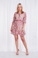 Paisley print tie front dress