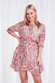 Paisley print tie front dress