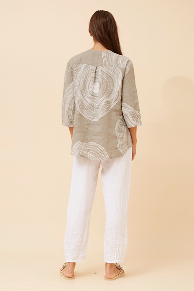 PALERMO ABSTRACT PRINT LINEN TOP