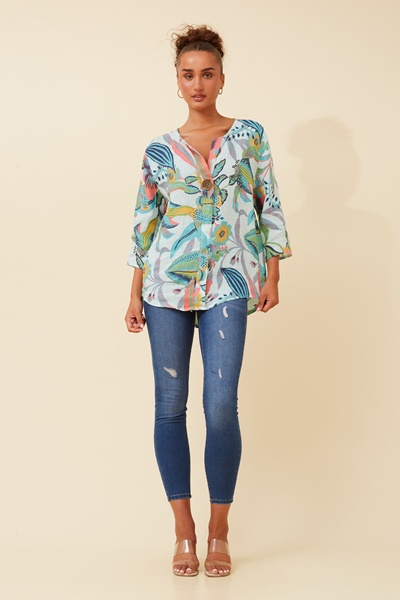 PALERMO FLORAL LINEN TOP