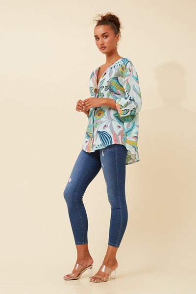 PALERMO FLORAL LINEN TOP