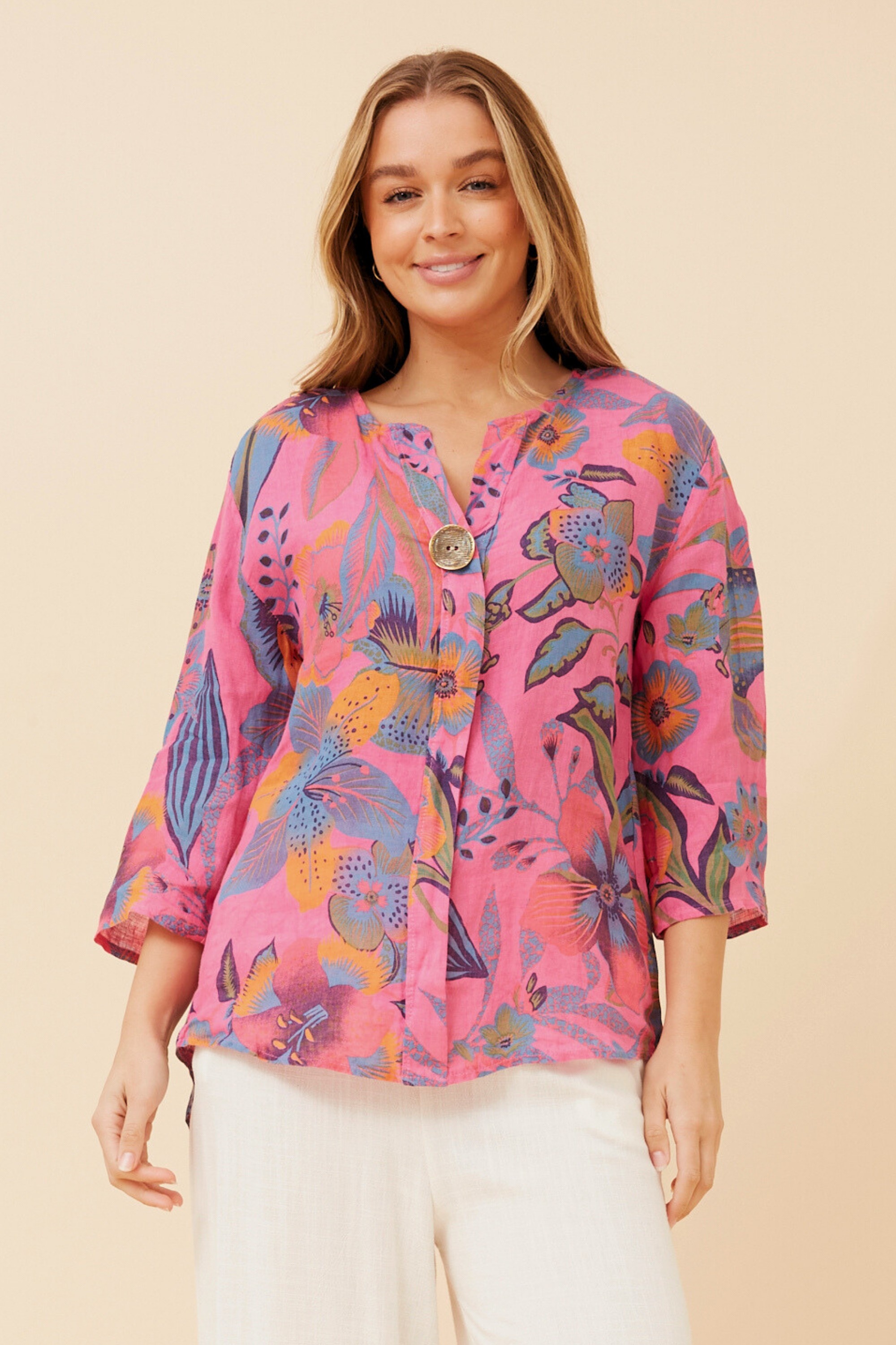 PALERMO FLORAL LINEN TOP