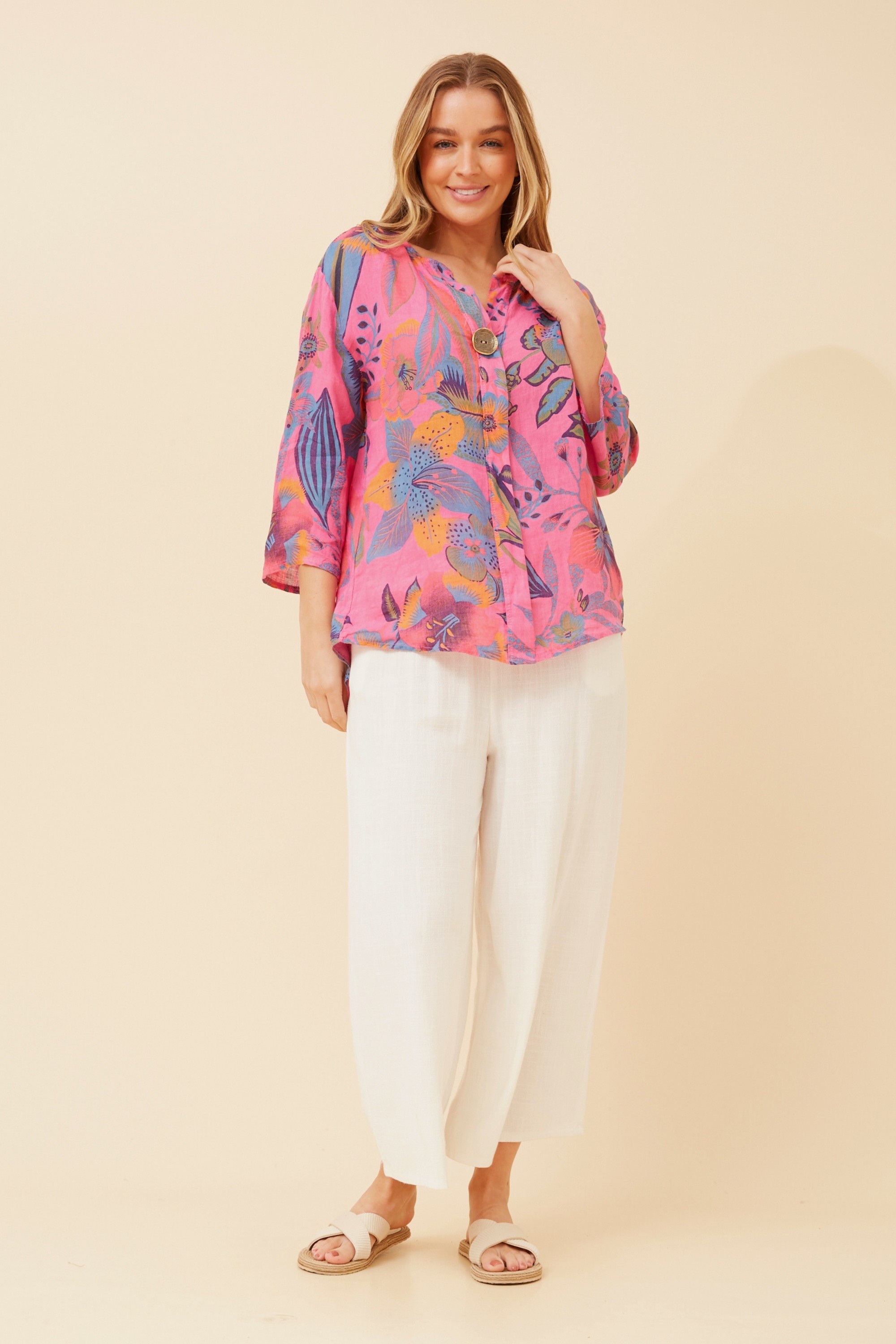 PALERMO FLORAL LINEN TOP