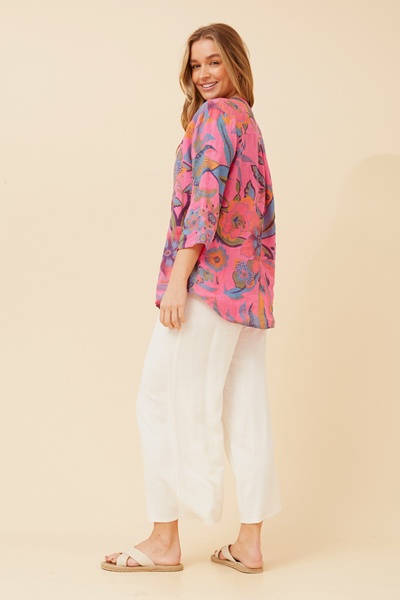 PALERMO FLORAL LINEN TOP