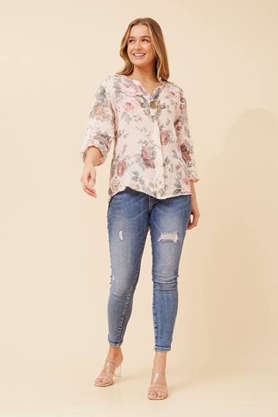 PALERMO FLORAL LINEN TOP