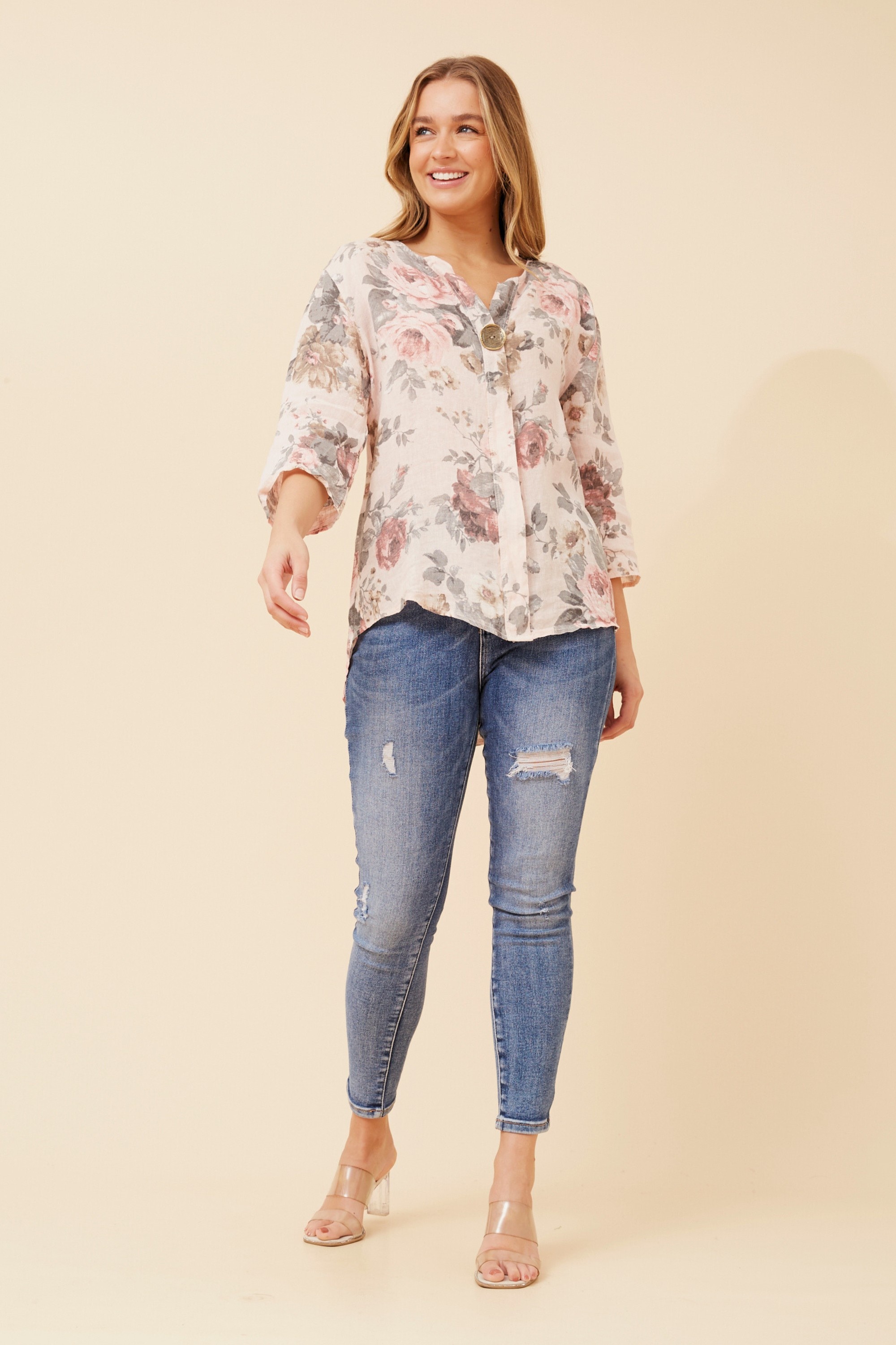 PALERMO FLORAL LINEN TOP