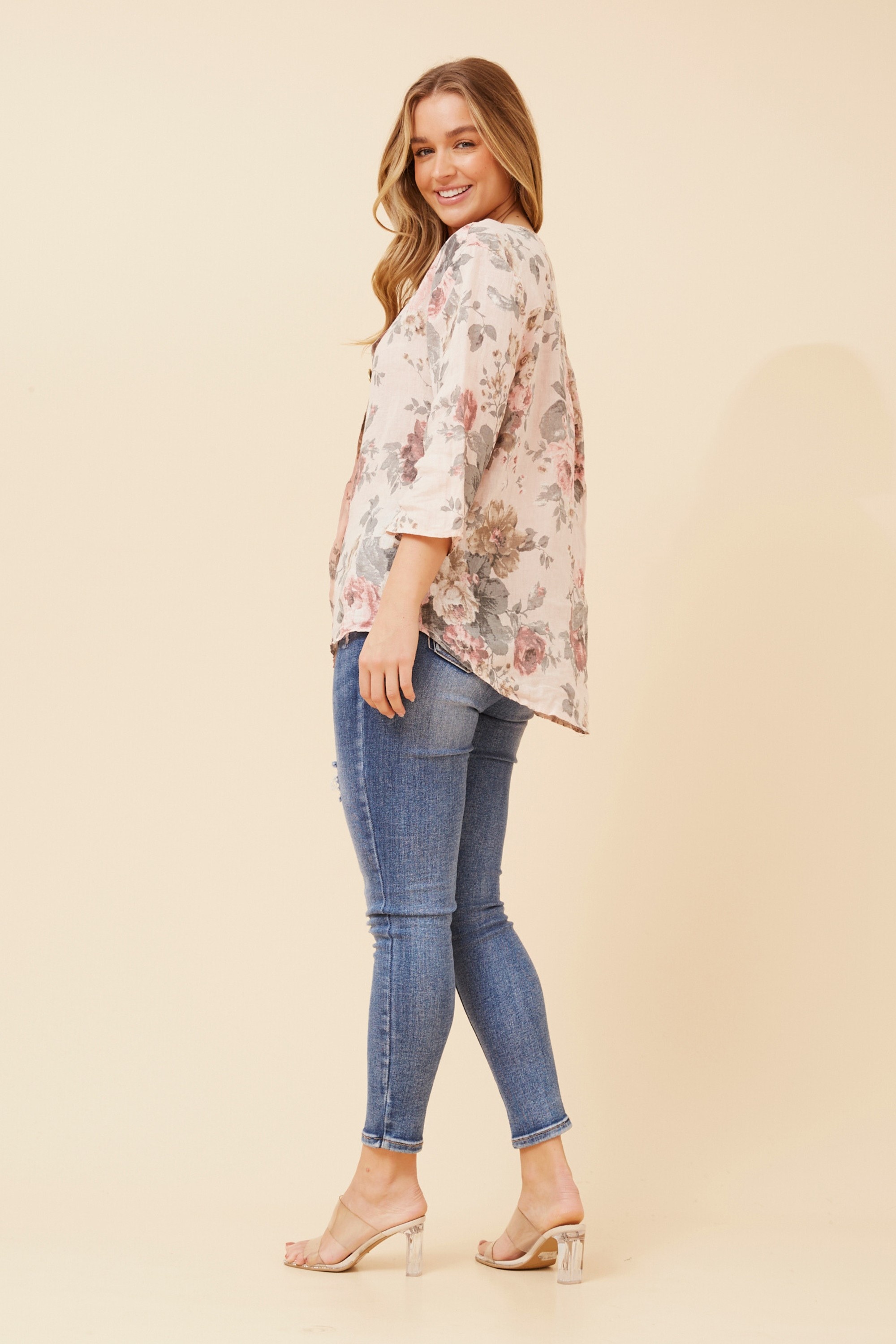 PALERMO FLORAL LINEN TOP