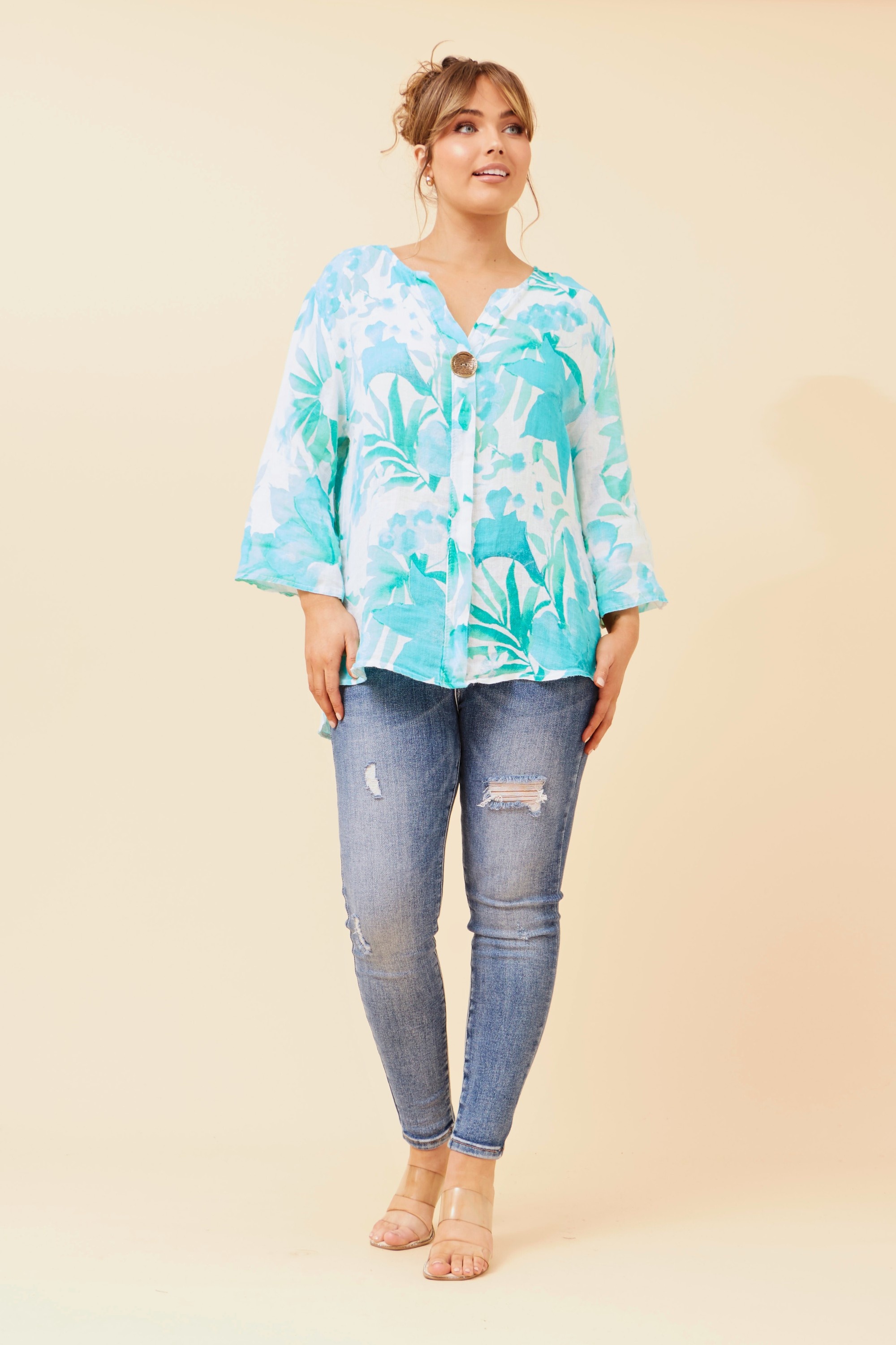 PALERMO FLORAL LINEN TOP