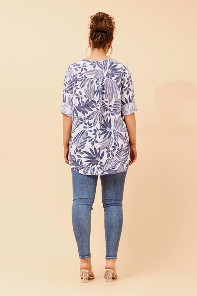 PALERMO LEAF PRINT LINEN TOP