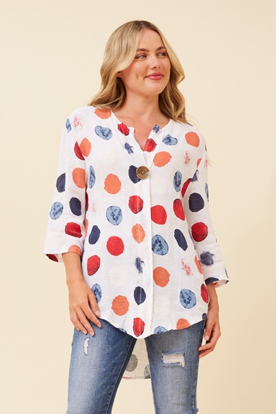 PALERMO LINEN POLKA DOT TOP