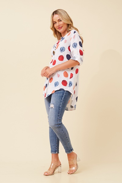 PALERMO LINEN POLKA DOT TOP