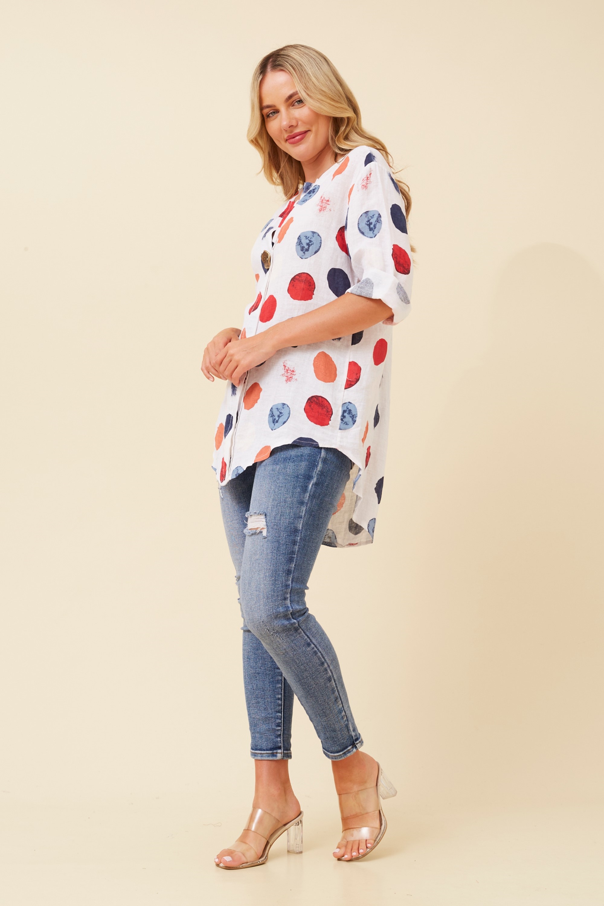 PALERMO LINEN POLKA DOT TOP