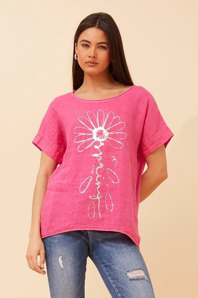 PALIMA FOIL PRINT LINEN TOP