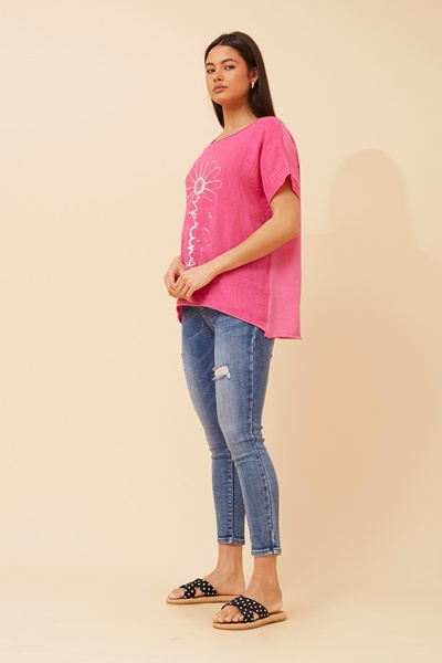 PALIMA FOIL PRINT LINEN TOP