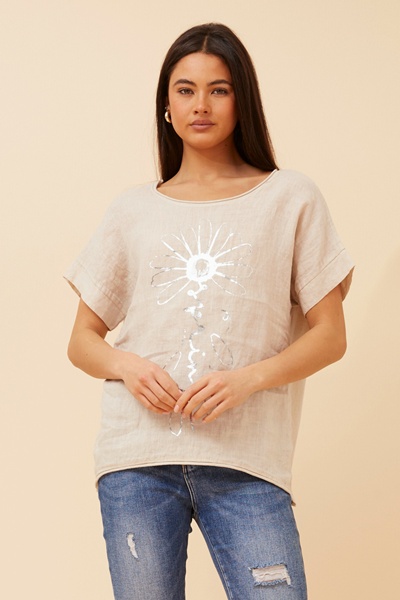 PALIMA FOIL PRINT LINEN TOP
