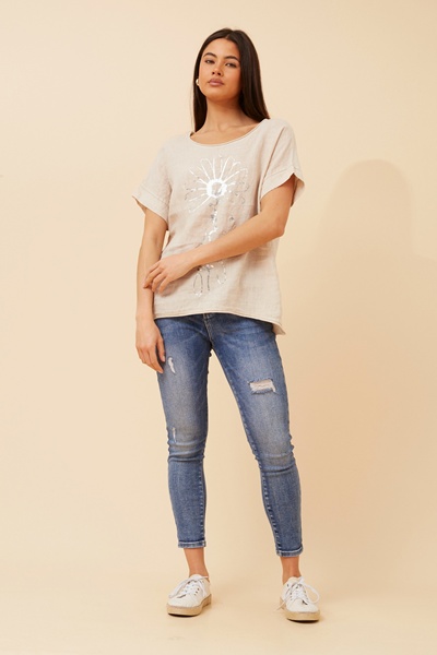 PALIMA FOIL PRINT LINEN TOP