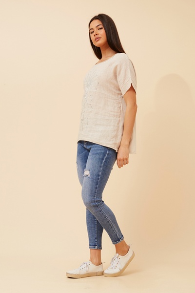 PALIMA FOIL PRINT LINEN TOP