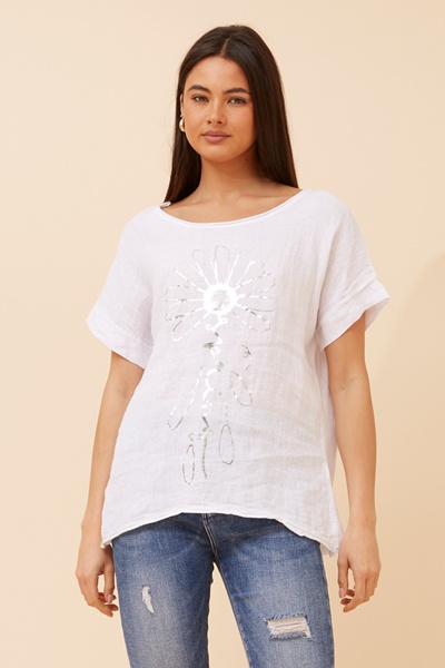 PALIMA FOIL PRINT LINEN TOP