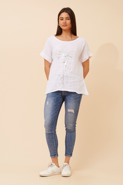 PALIMA FOIL PRINT LINEN TOP