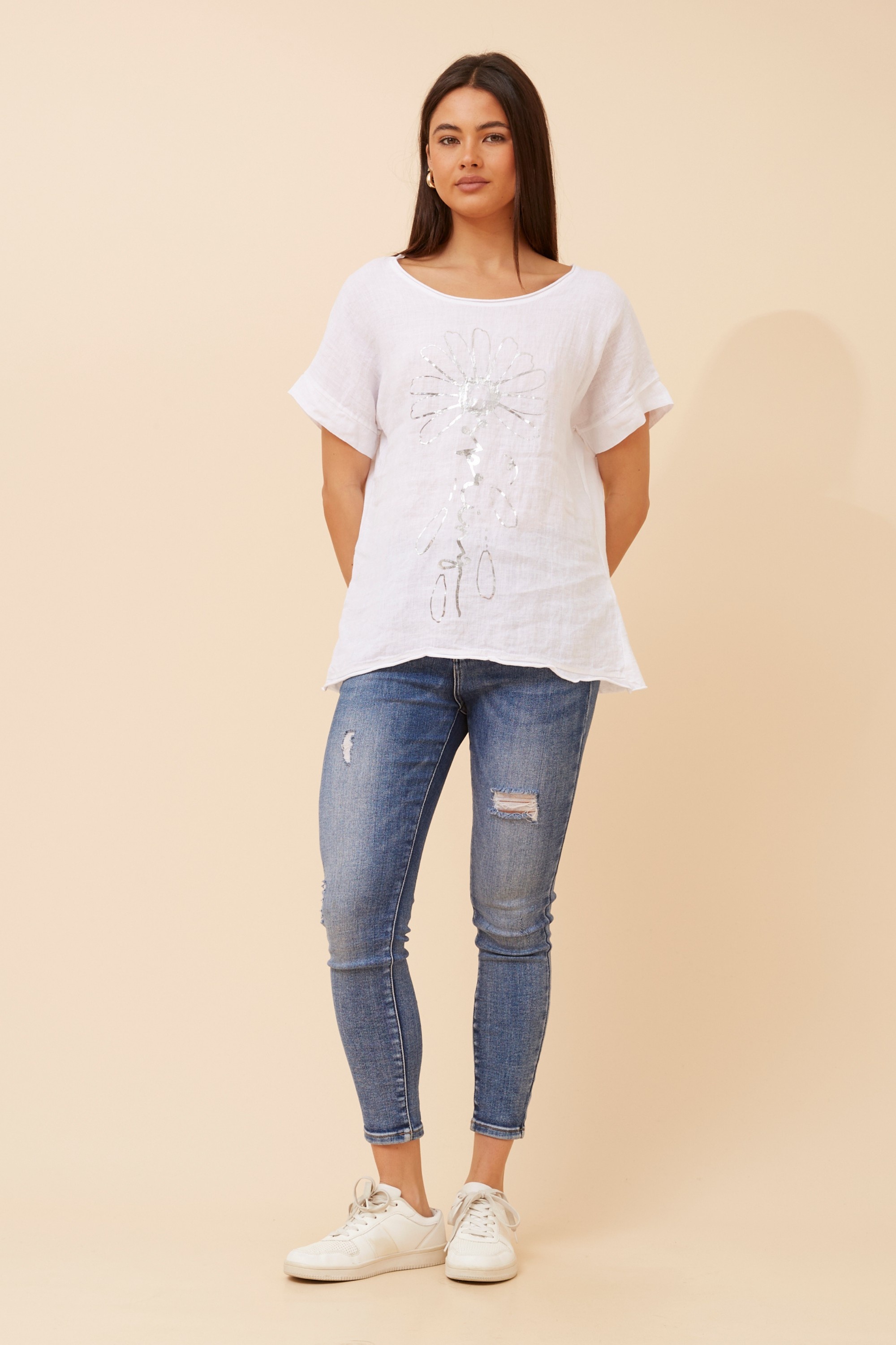 PALIMA FOIL PRINT LINEN TOP